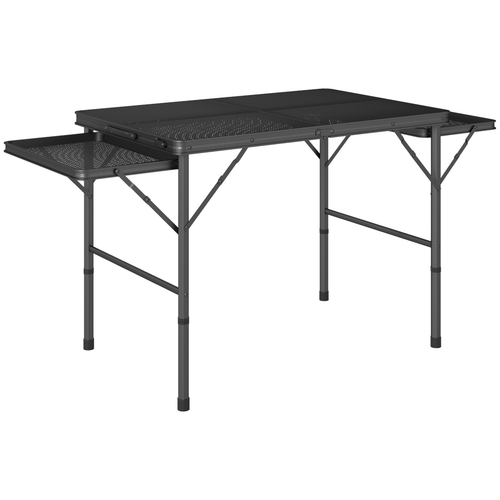 Outsunny 4.5ft Portable Folding Table, Height Adjustable Metal Picnic Table