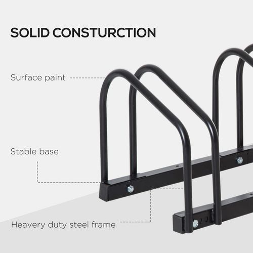6 Bike Parking Rack Locking Storage Stand Holder Floor Wall Mount Black HOMCOM