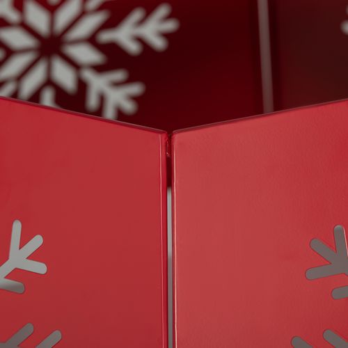 HOMCOM Hexagon Christmas Tree Base Cover with Hollow Snowflake Patterns Red