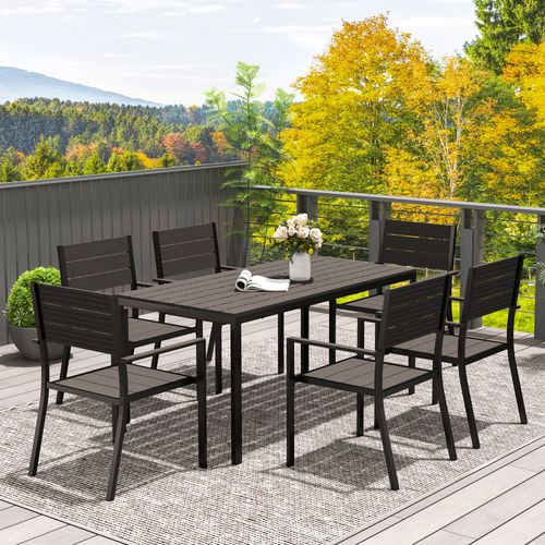 Outsunny 7 Piece Garden Furniture Set with Table and 6 Stackable Chairs