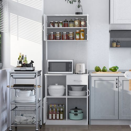 Kitchen Cabinet Storage W/Particle Board, 71W x 41D x 178Hcm-White Oak