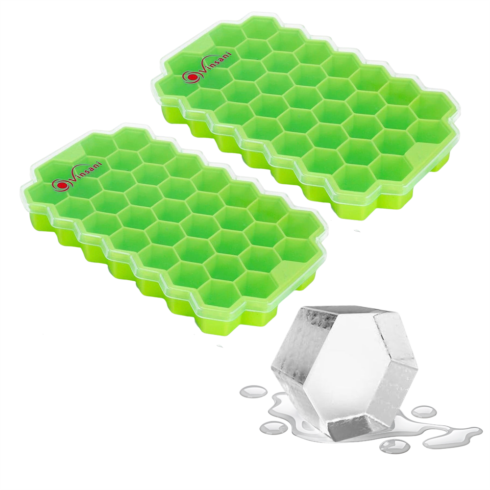 VINSANI Hexagon Ice Cube Trays - 2 Pack: Stackable, Easy Release, BPA-Free