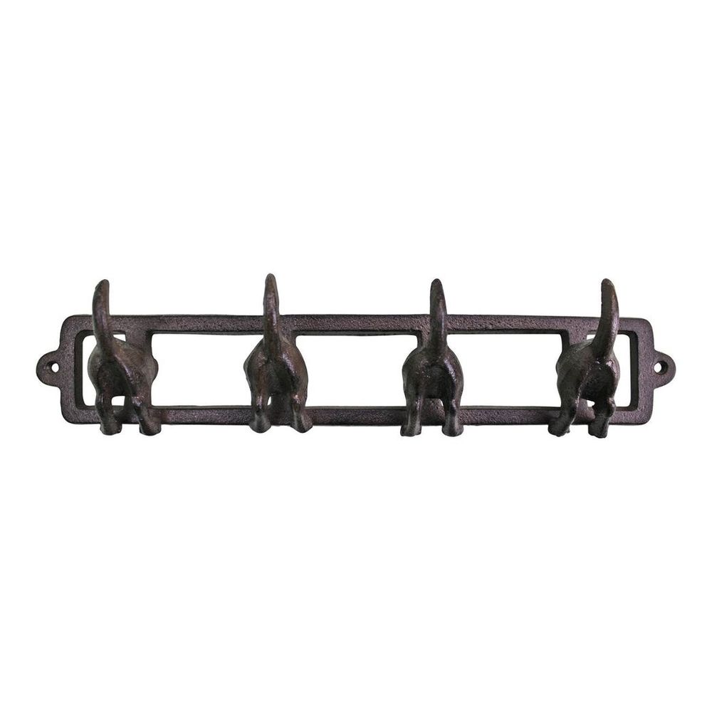 Rustic Cast Iron Wall Hooks, Dog Tail Design - Quality Metal Home Accessories