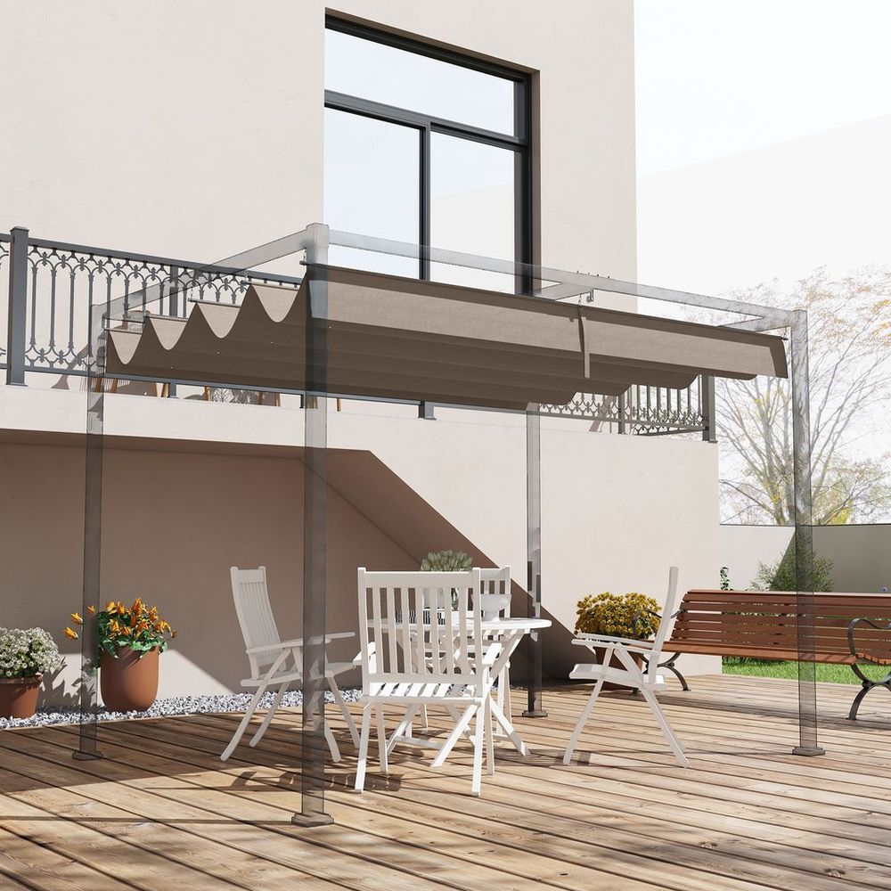 Outsunny Pergola Sun Shade Cover Roof - Durable & UV-Resistant, Coffee - Fits 3x2.15m Pergola