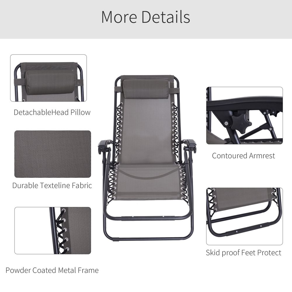 Ultimate Comfort Metal Lounger w/ Head Pillow for Patio Deck - Outsunny