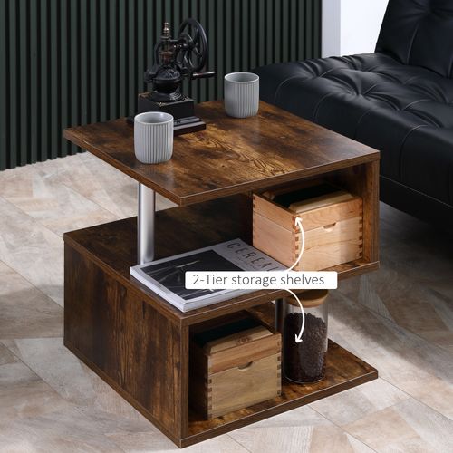 HOMCOM Coffee End Table Side TV Sofa Stand Living Room Office Furniture Brown