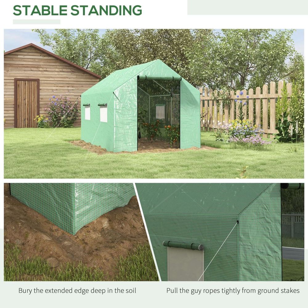Outsunny Tunnel Greenhouse - UV-resistant PE Cover, Wide Door, 2x3m, Green