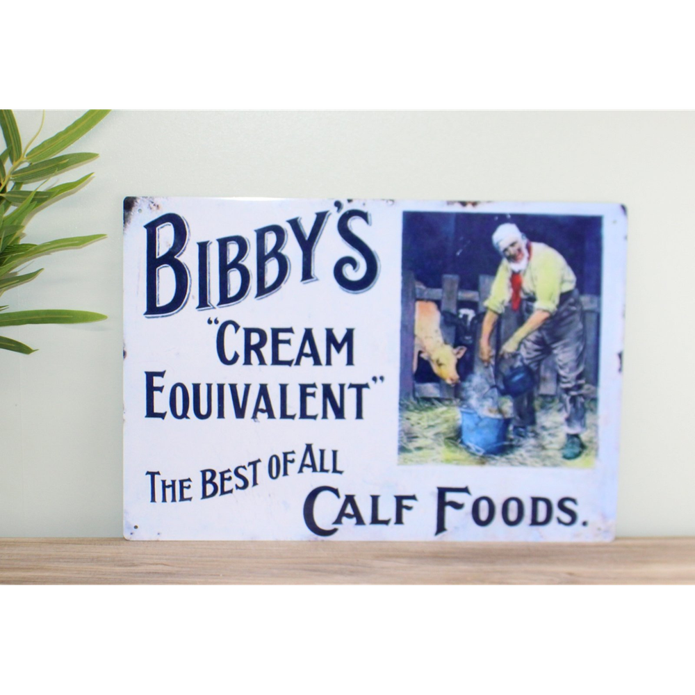 Retro Metal Sign - Vintage Bibby's Calf Foods Advertisement