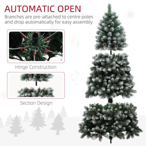 HOMCOM 5ft Artificial Pine Christmas Tree with Pinecones, Steel Base