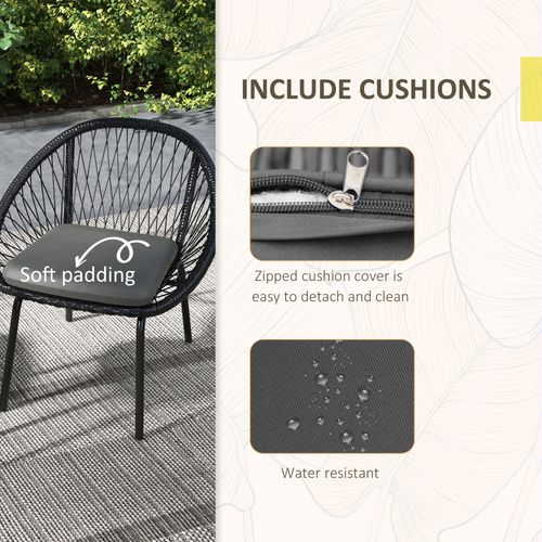 Outsunny 3 Piece Garden Furniture Set, Bistro Set w/ 2 Chairs & 1 Coffee Table