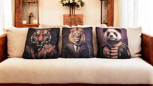 Set of 3 Jungle Animal Print Cushion's 45x45cm