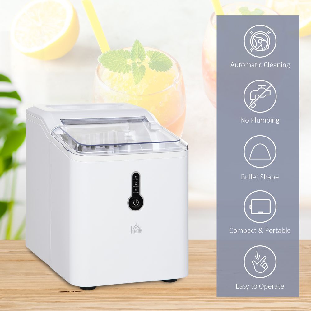 12kg Ice Maker Machine - Counter Top Home Drink Equipment - White - High Quality