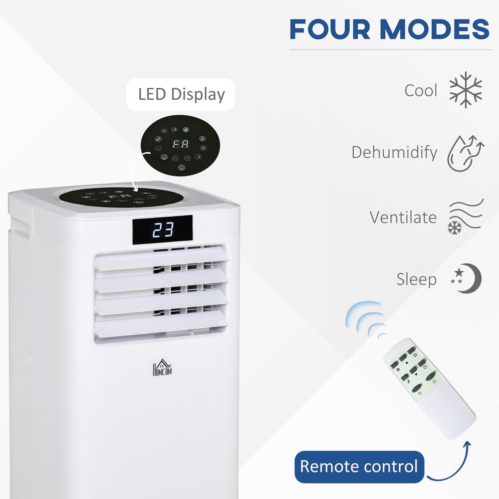 HOMCOM 7000 BTU Air Conditioning Unit, 3-in-1 Portable Air Conditioner, Dehumidifier, Cooling Fan with Remote Control, Digital Display, 2 Speeds, 24H Timer, Window Venting Kit, 15m²