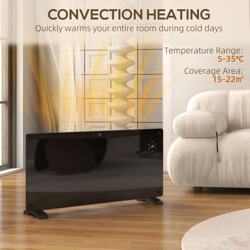 HOMCOM 1500W Electric Space Heater Radiator Wifi Smart App 24Hr 7 Day Timer