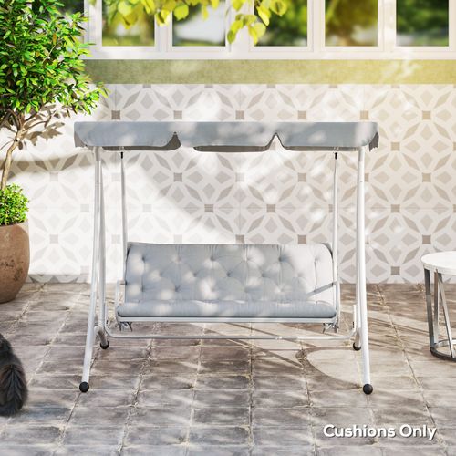 Outsunny 3 Seater Garden Bench Cushion Outdoor Seat Pad w/ Ties Light Grey