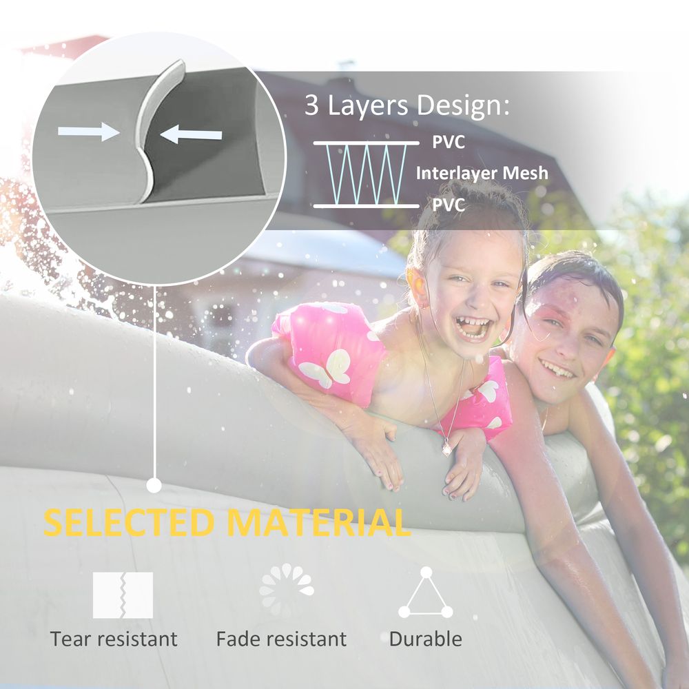 Premium 274cmx76cm Round Inflatable Swimming Pool + Hand Pump - Family-Sized for Summertime Fun