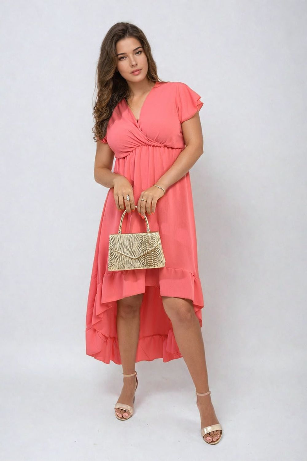 Catalina High Low Ruffle Hem Maxi Dress