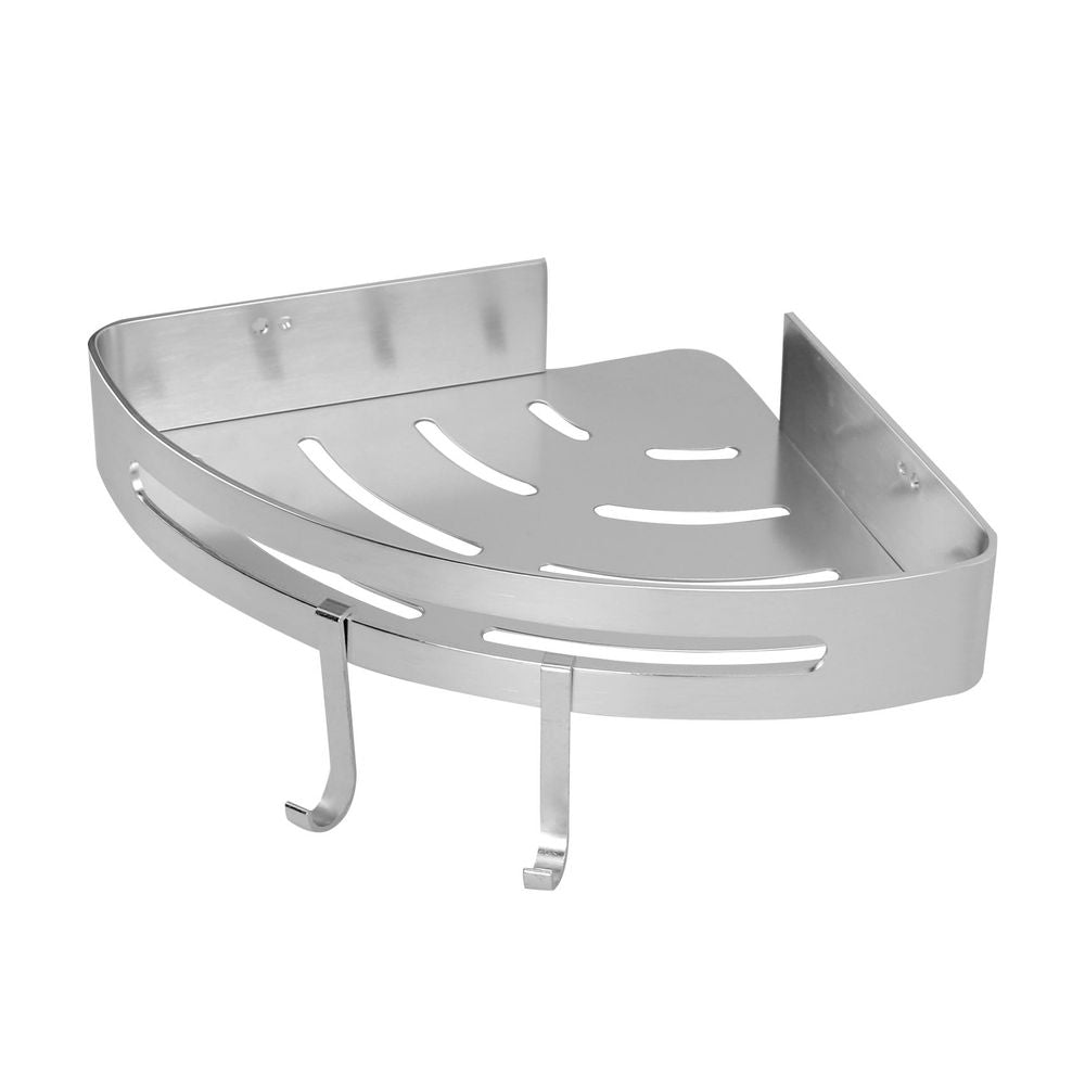 Space-Saving Adhesive Corner Shower Caddy | Rust-Resistant Aluminum | Maison & White