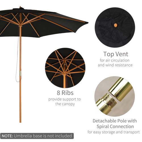 Bamboo Wooden Market Patio Umbrella  3 x 2.5 m