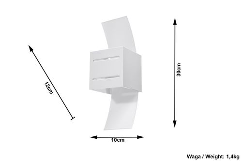 Wall Lamp LORETO White Up/Down Square Shape Modern Loft Design G9