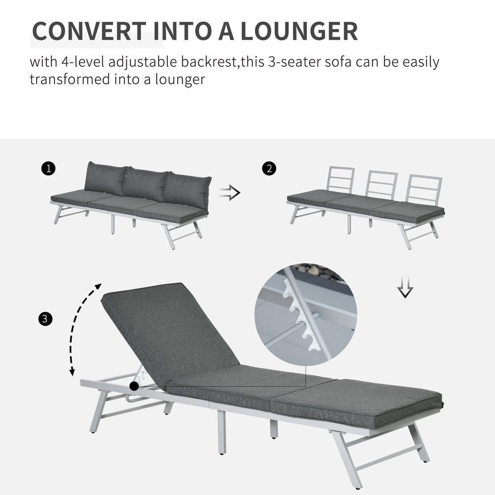3Pc Convertible Garden Seating Set - Grey Coffee Table - High Quality