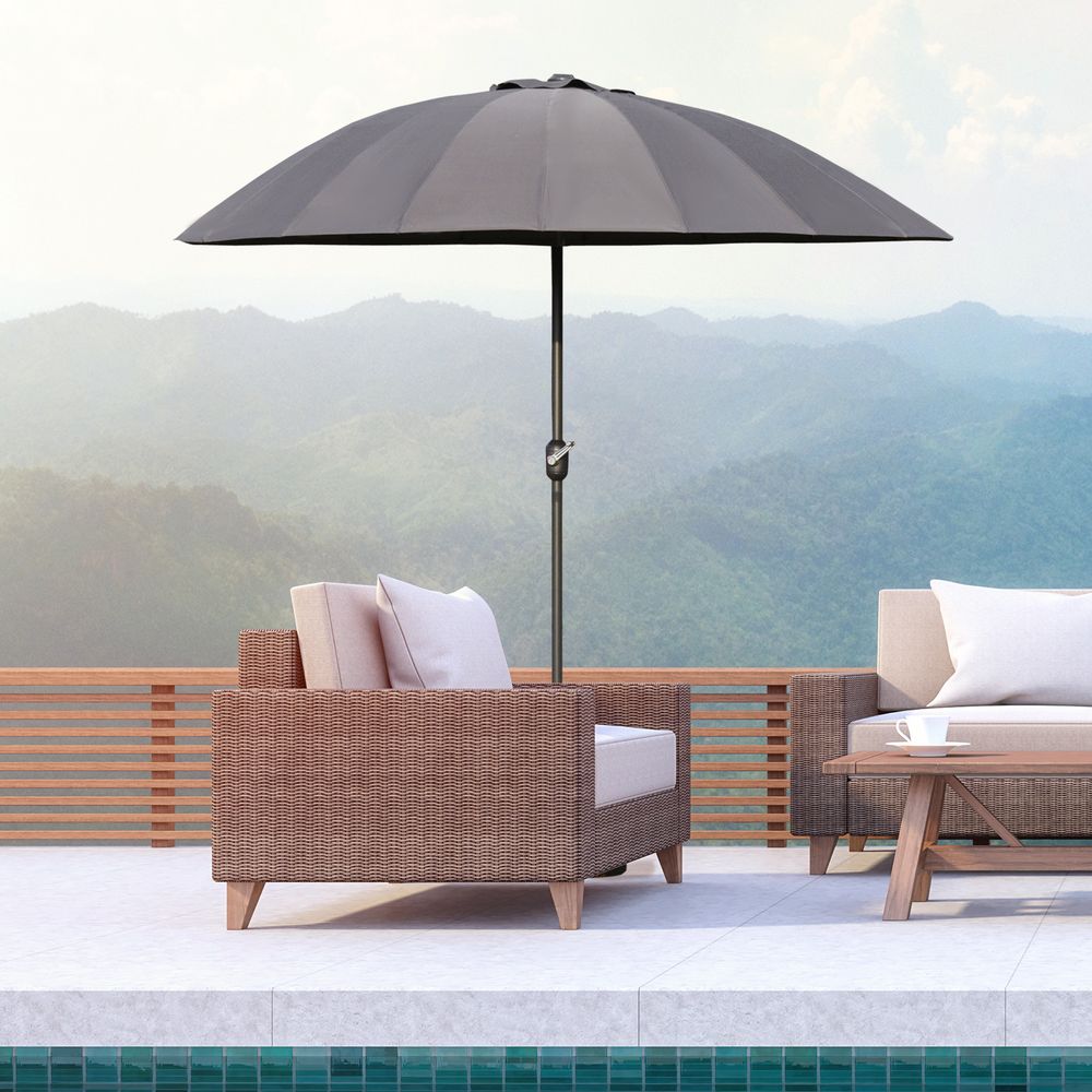 255cm Patio Parasol Umbrella Market Table Parasol 18 Sturdy Ribs