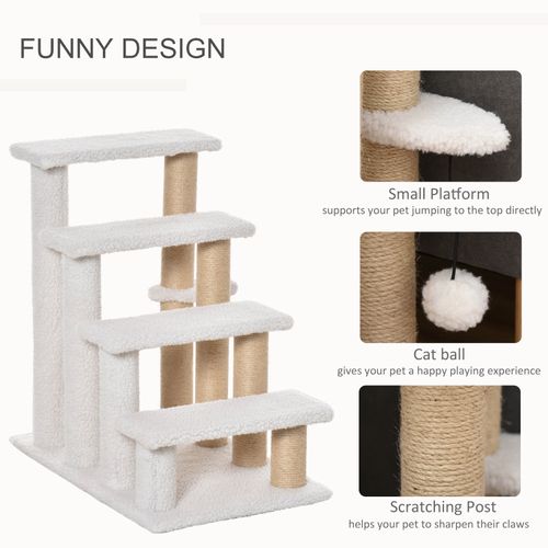 PawHut Pet Stair with 4-step Climb Ladder, Scratching Posts