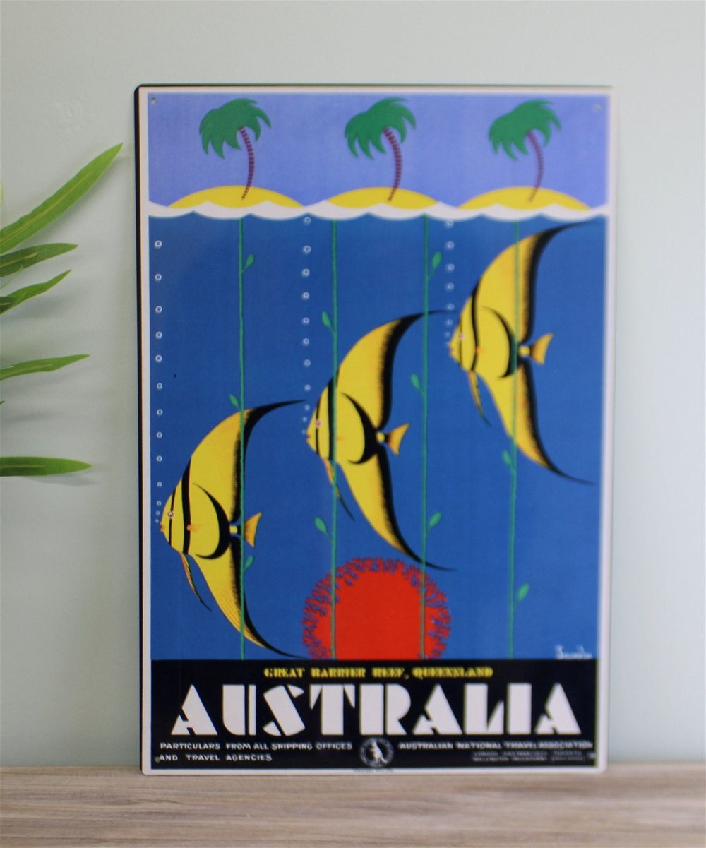 Authentic Vintage Metal Sign - Retro Advertising - Australian Fish