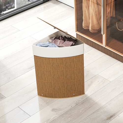 HOMCOM 55L Laundry Hamper with Removable Washable Liner Bag
