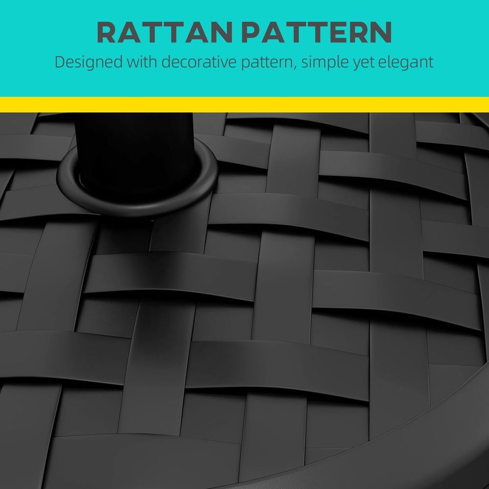 Premium Heavy-Duty Rattan-Effect Concrete Parasol Base - Securely Holds Umbrella, Perfect for Patio and Garden