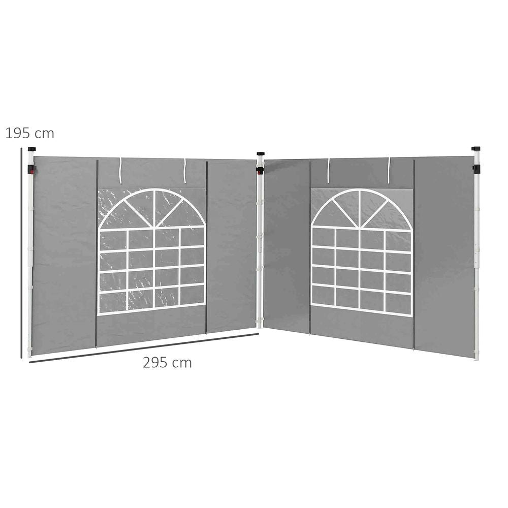 Premium Grey Side Panels for Outsunny 3x3m or 3x6m Pop Up Gazebo - 2 Pack