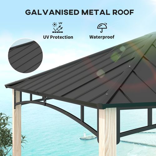 Outsunny 3 x 3(m) Hardtop Gazebo with Metal Roof and Wood Grain Frame