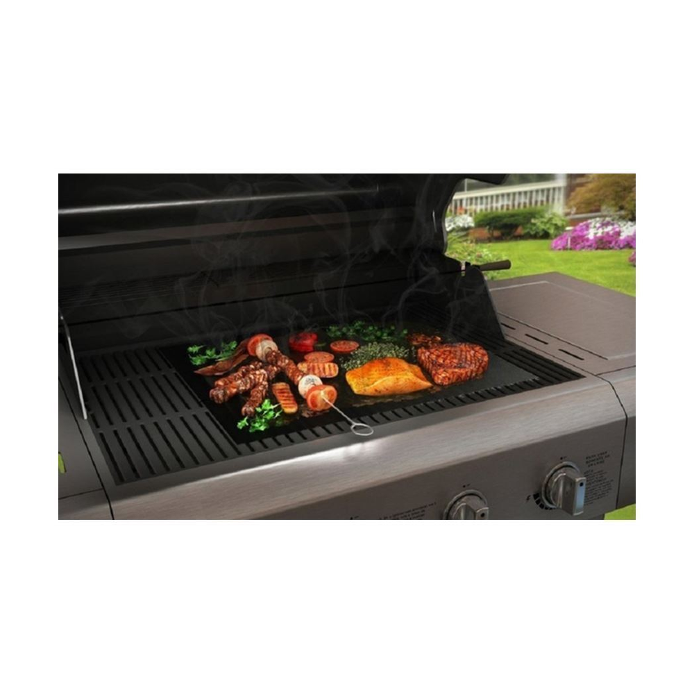 Vinsani Non-Stick BBQ Grill Mat (40 x 33 cm) – Universal Barbeque Baking Oven Liners Reusable and Dishwasher Safe Indoor Outdoor BBQ Cooking Mats for Charcoal Electric Gas Grill Kitchen Ovens – Black