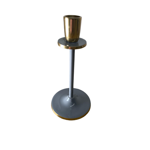 Glossy Grey Irina Candlestick, 20cm
