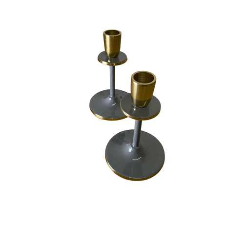 Glossy Grey Irina Candlestick, 15cm