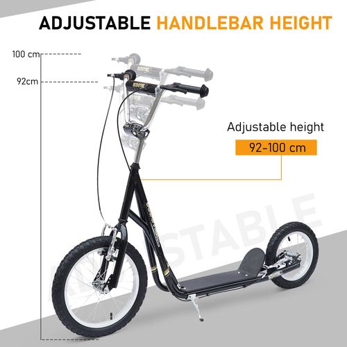 HOMCOM Kids Scooter, Teen Kick Scooter with Rubber Wheels, 16" Front Wheel, Height Adjustable Handlebar, Dual Brakes, Kick Stand, for 5+ Years