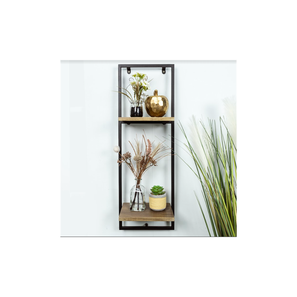 SHLEDECOR Narrow 2 Tier Steel Wall Shelf. Wall Shelves Display Hanging. Shelf Unit Wall Bookshelf