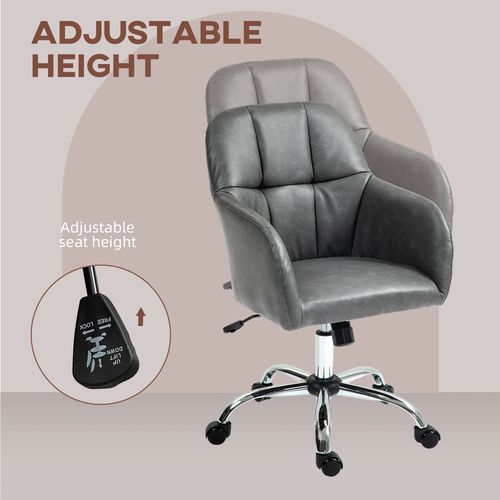 HOMCOM Computer Desk Chair with PU Leather, Swivel Wheels