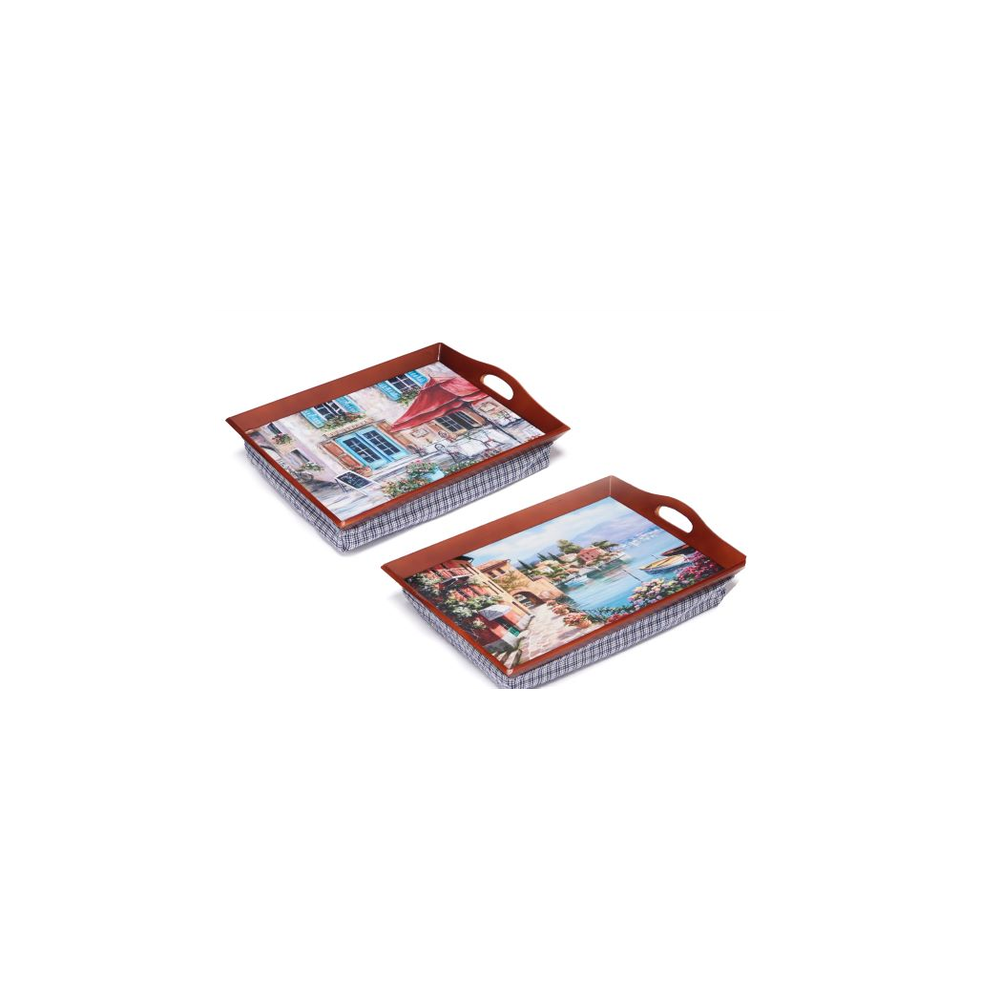 Padded Lap Trays - Pack of 2. Ideal for Eating, Working, Crafting, and Reading. Strong Construction, Easy Grip Handles, Non-Slip Surface. Comfortable and Stable.