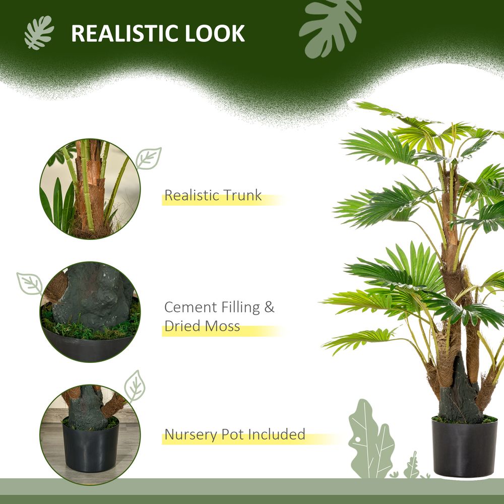Realistic Artificial Palm Tree Plant - Indoor Outdoor Décor 135cm - High Quality