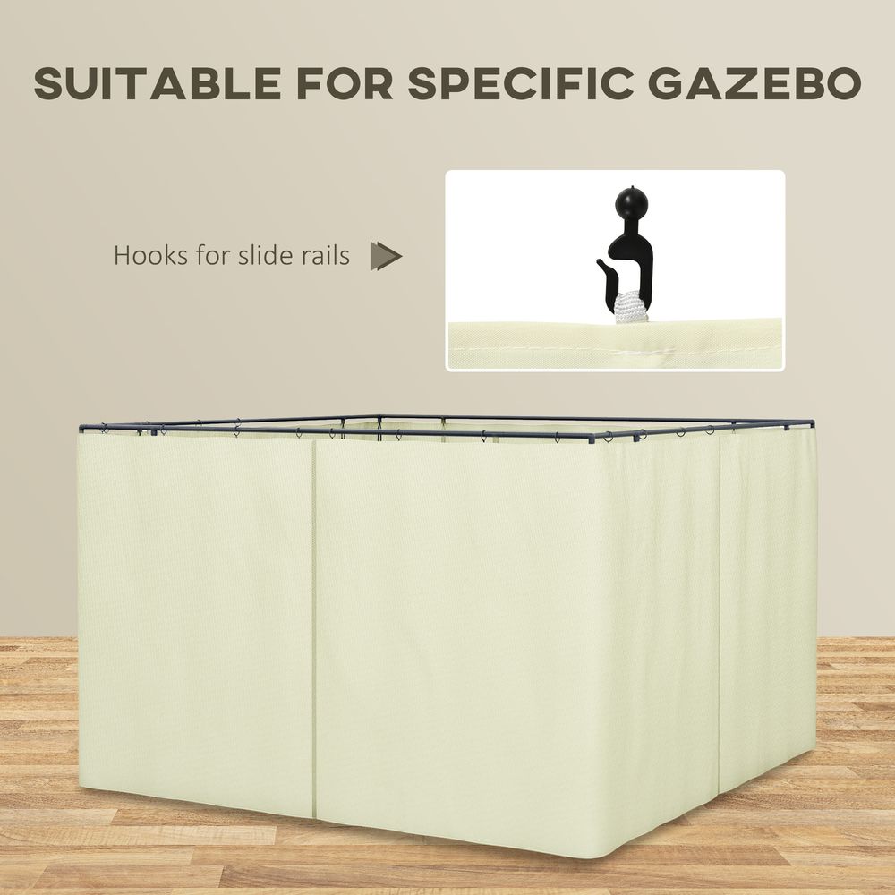 Outsunny 4-Panel Gazebo Curtain - 3x3m, Replacement, Sidewalls