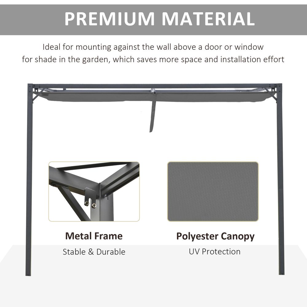 Premium Quality 3x3m Pergola Retractable Canopy Gazebo - Sun Shade, Grey