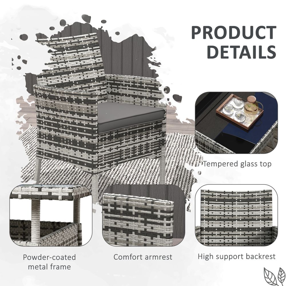 Premium 4 Seater Rattan Furniture Set - Tempered Glass - Grey