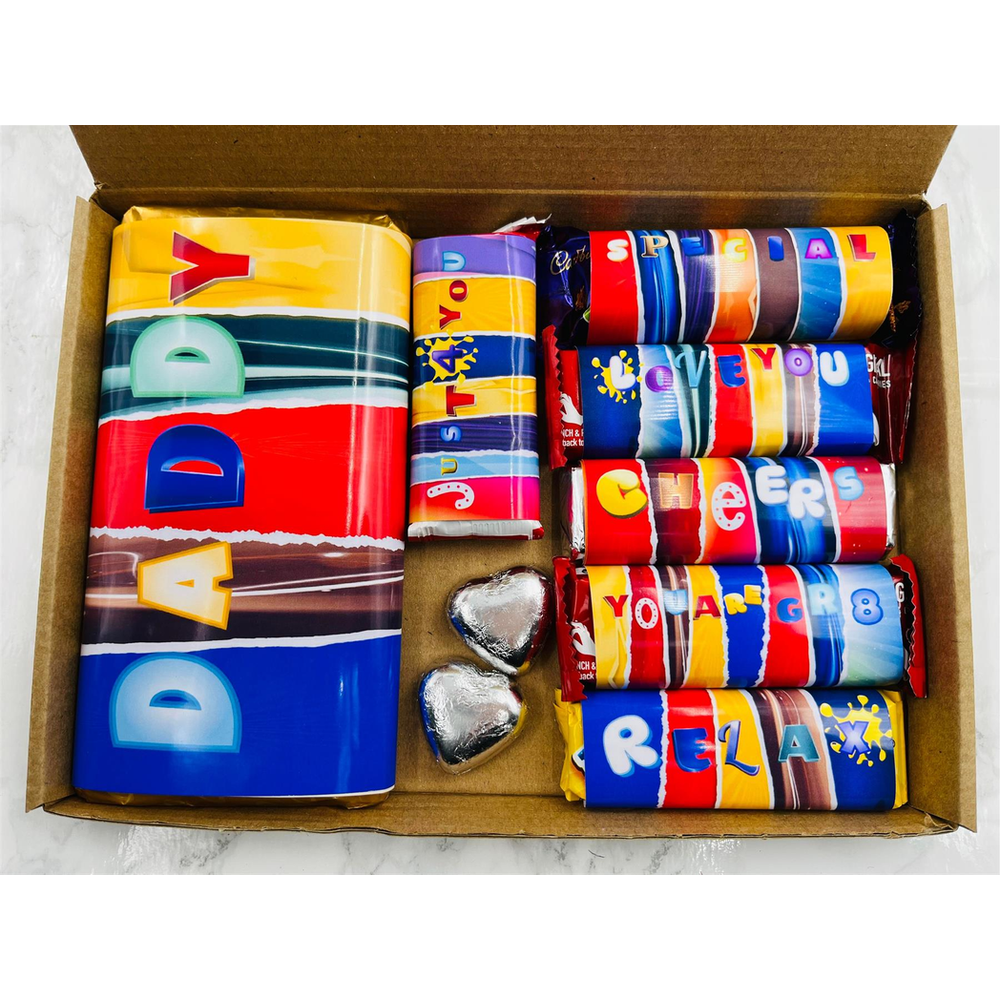Daddy Design Gift Box: 1 Big + 6 Small Boxes & 2 Foil Hearts - Perfect for Father's Day or Birthday
