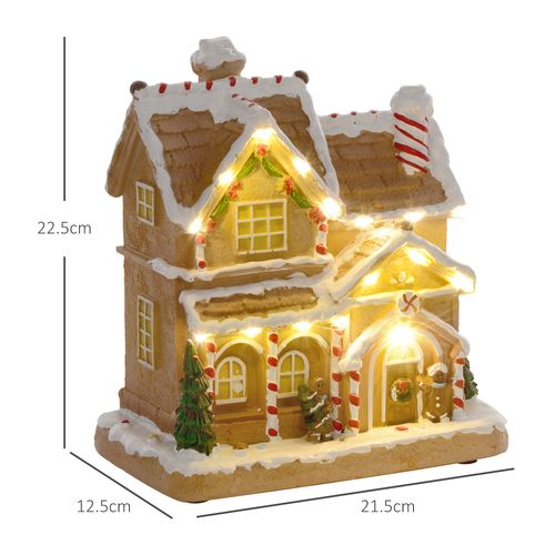 HOMCOM Lighted and Musical Christmas Candy House with Gingerbread Man Brown
