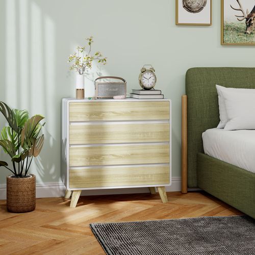 HOMCOM Chest of Drawers, 4 Drawer Storage Cabinet Organiser for Bedroom