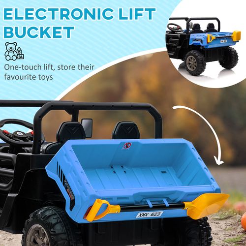 HOMCOM 12V Two-Seater Kids Electric Ride-On Car w/ Electric Bucket - Blue