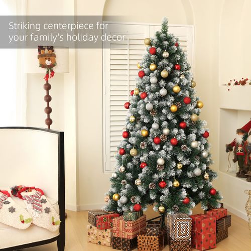HOMCOM 5ft Artificial Pine Christmas Tree with Pinecones, Steel Base
