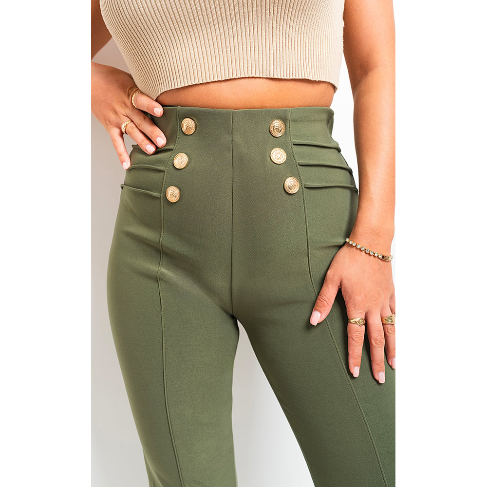 High Waisted Button Front Leggings