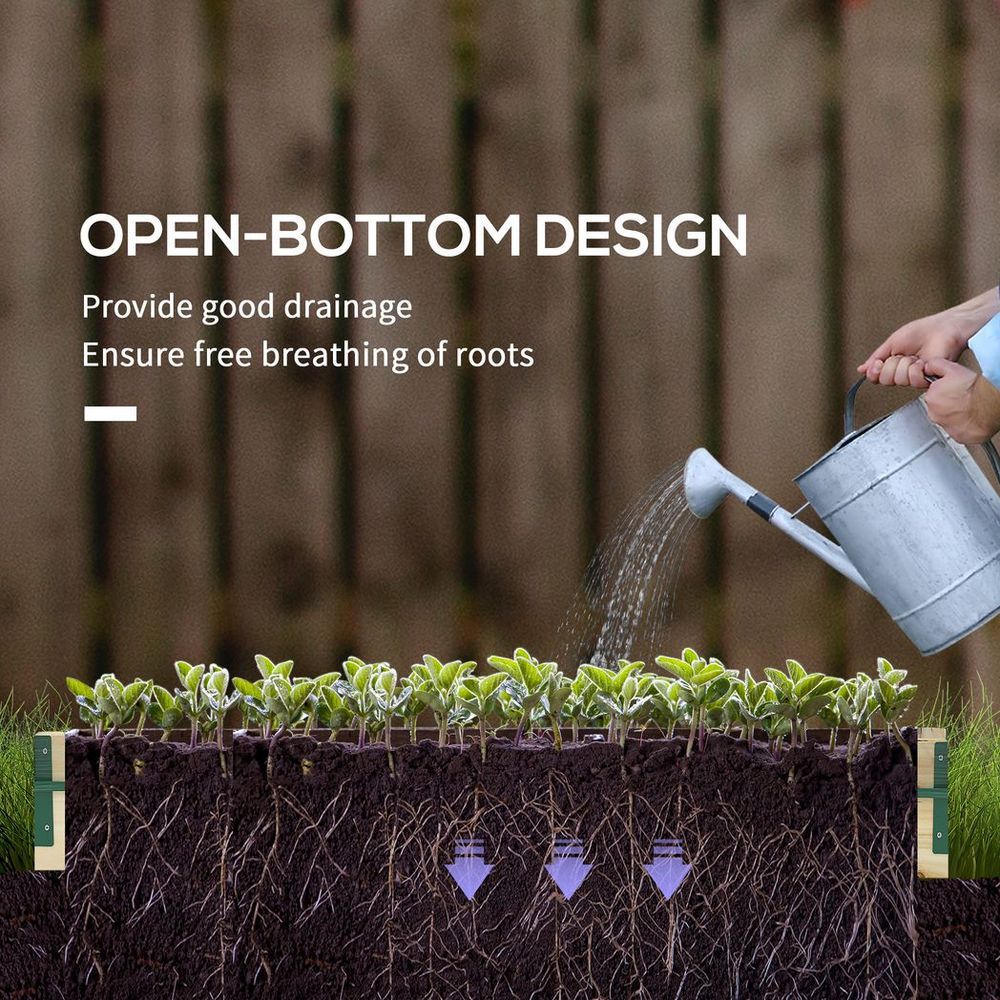 Outsunny Raised Garden Bed with Greenhouse Roll Up Windows